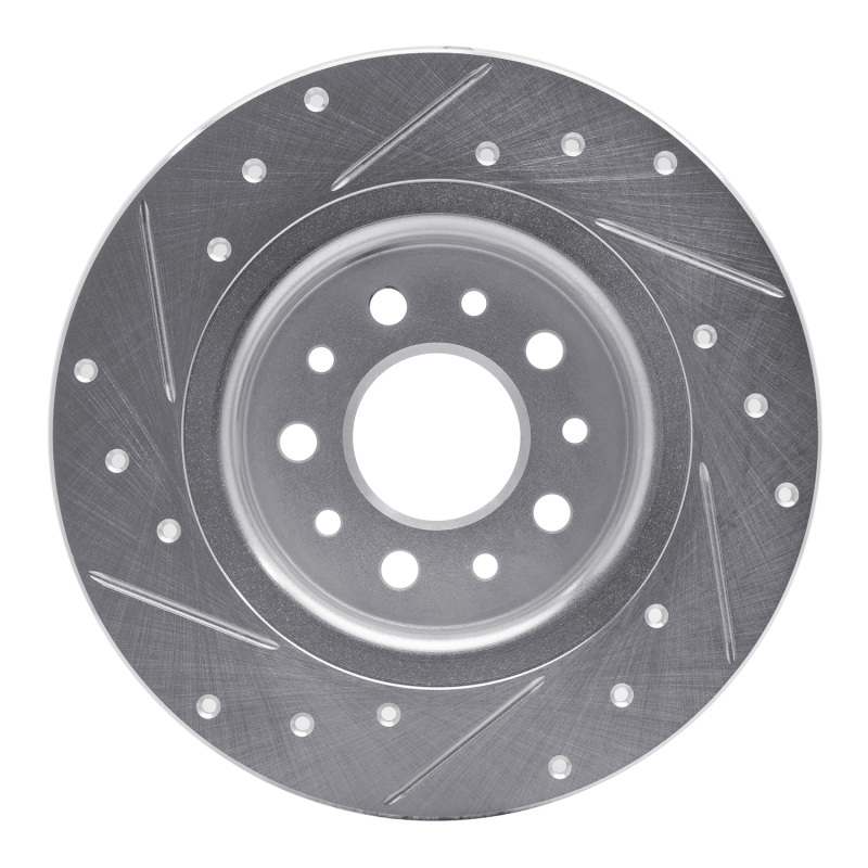 Fiat 500L Brake Rotor (1) - Rear Right - R1 Concepts - Drilled & Slotted - Silver - `14-`19